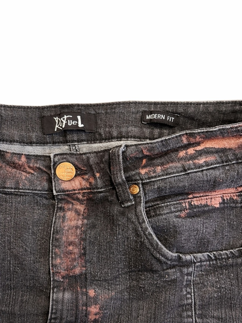 Refuel Black Red Moto Biker Jeans 36x32 Distressed Zip Streetwear Y2K Punk - Picture 5 of 6